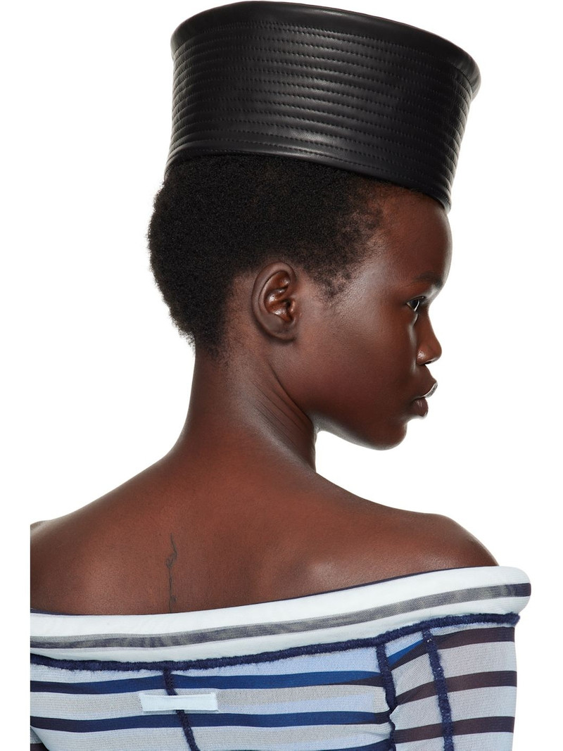 Black 'The Leather Sailor' Hat 3