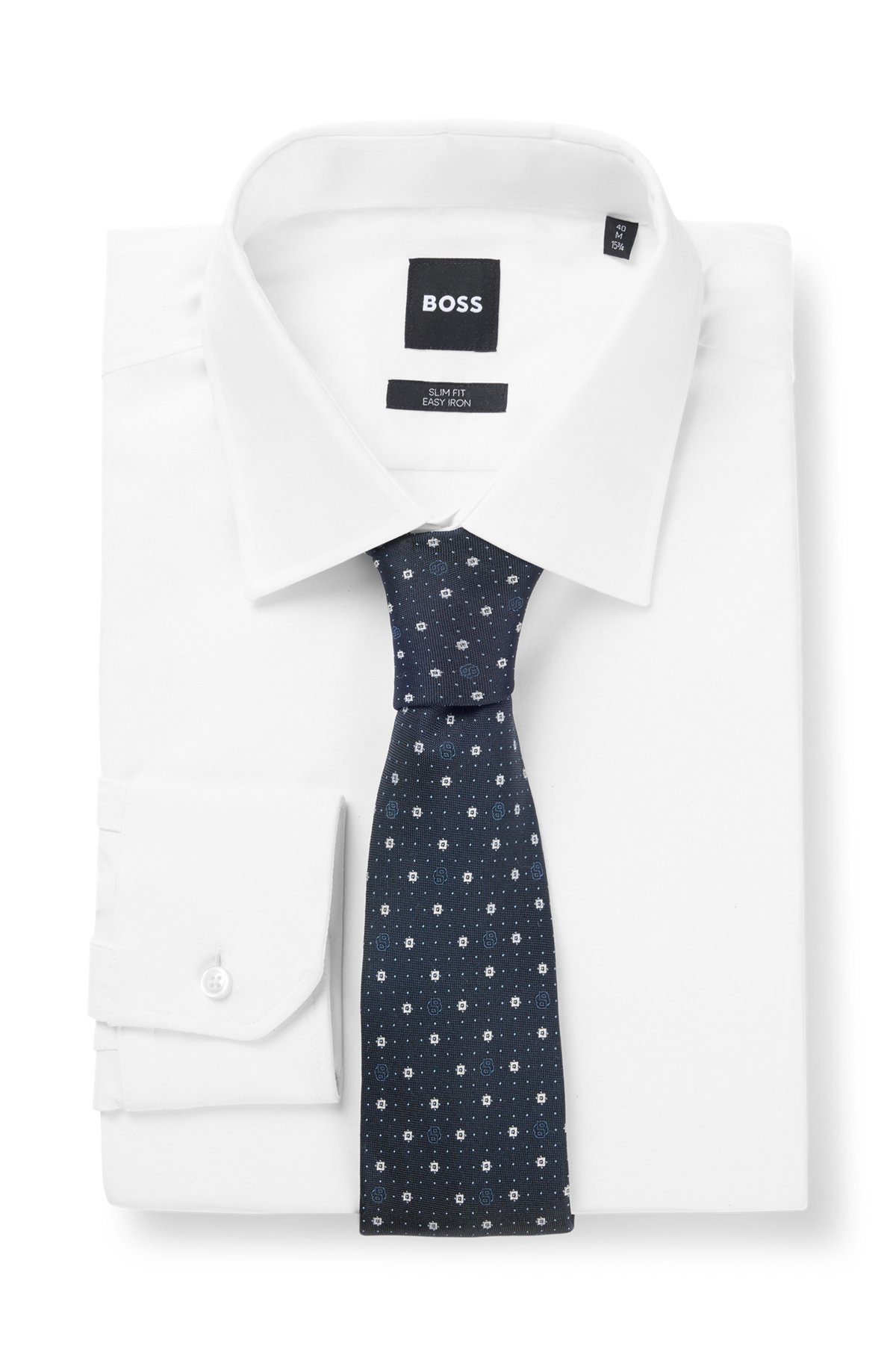SILK-BLEND TIE WITH MICRO DOUBLE B MONOGRAMS - 3