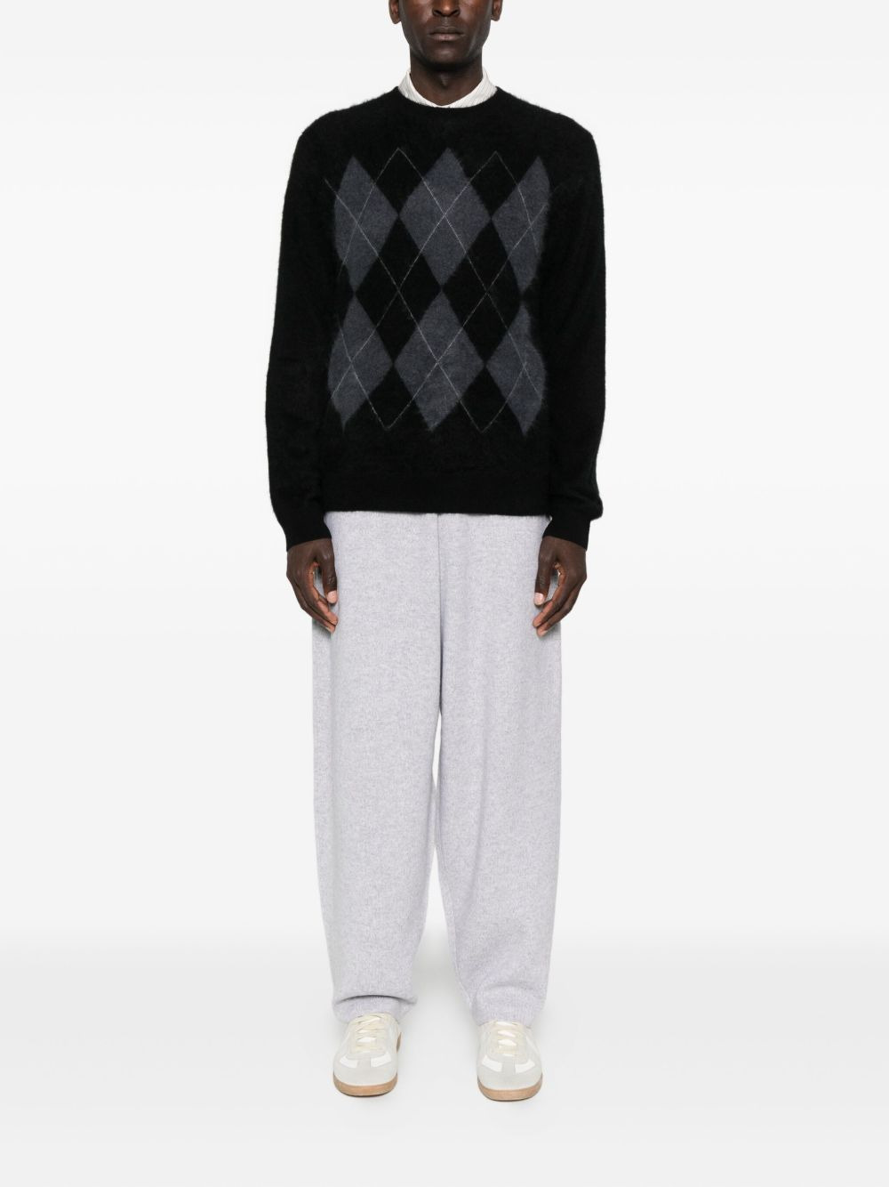 argyle brushed cashmere sweater - 2