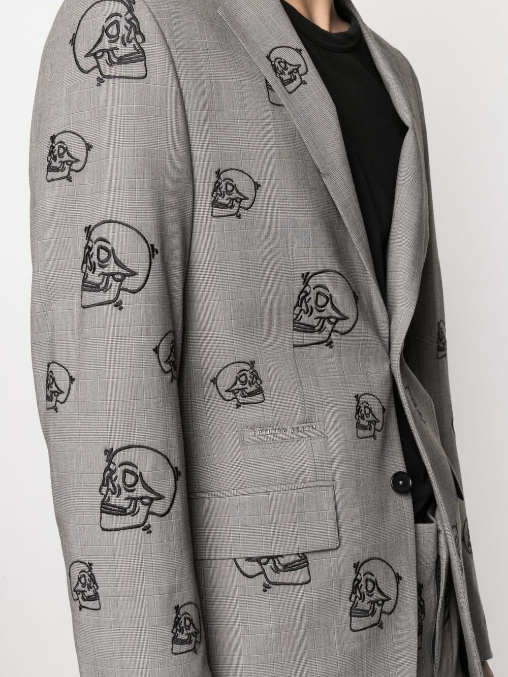 skull embroidered two-piece suit - 5