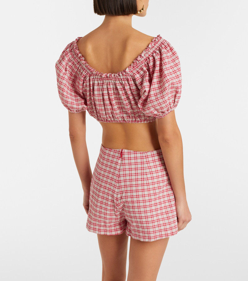 Lila checked cotton shorts 4