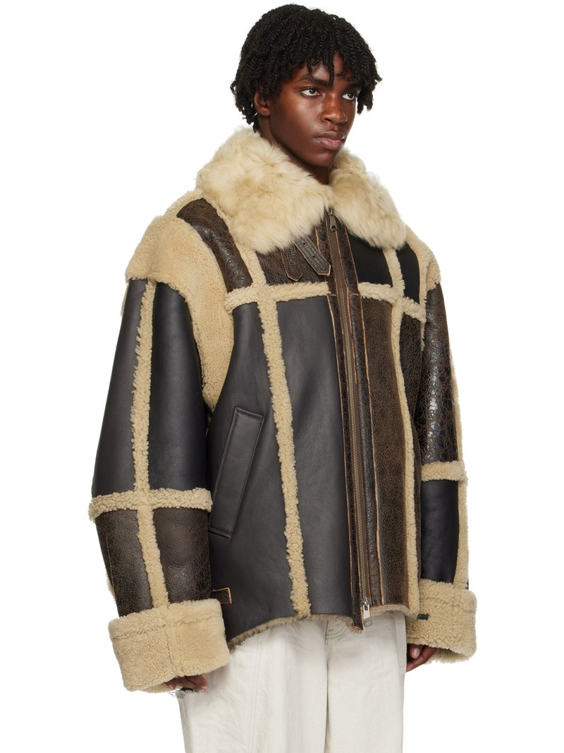 Brown Paneled Leather Jacket 2