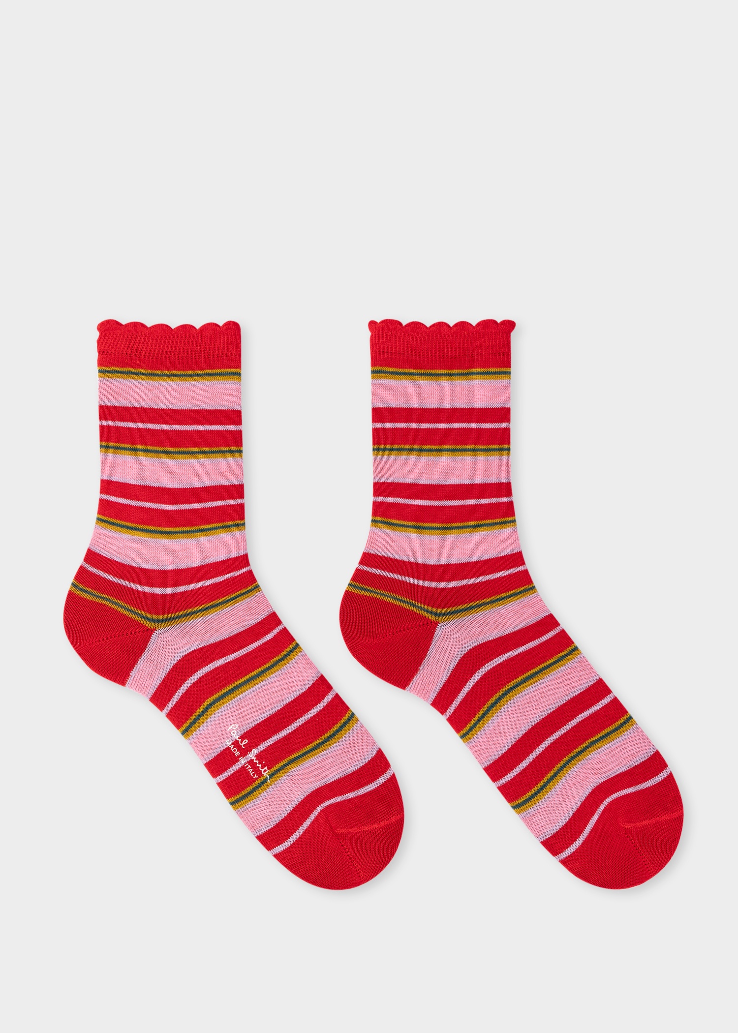 Women's Red Stripe Frill Socks - 2