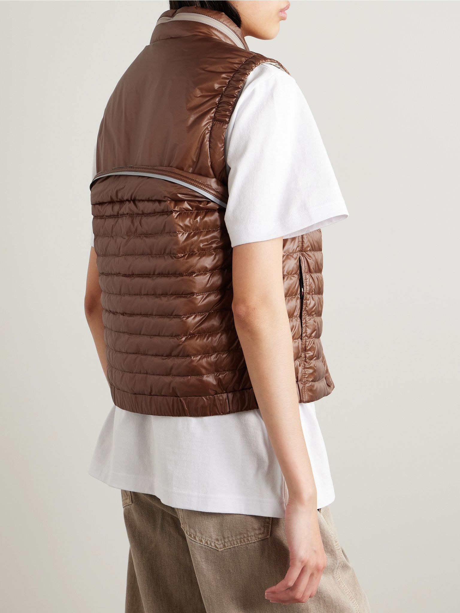 Gumaine quilted ripstop down vest Brown - 4