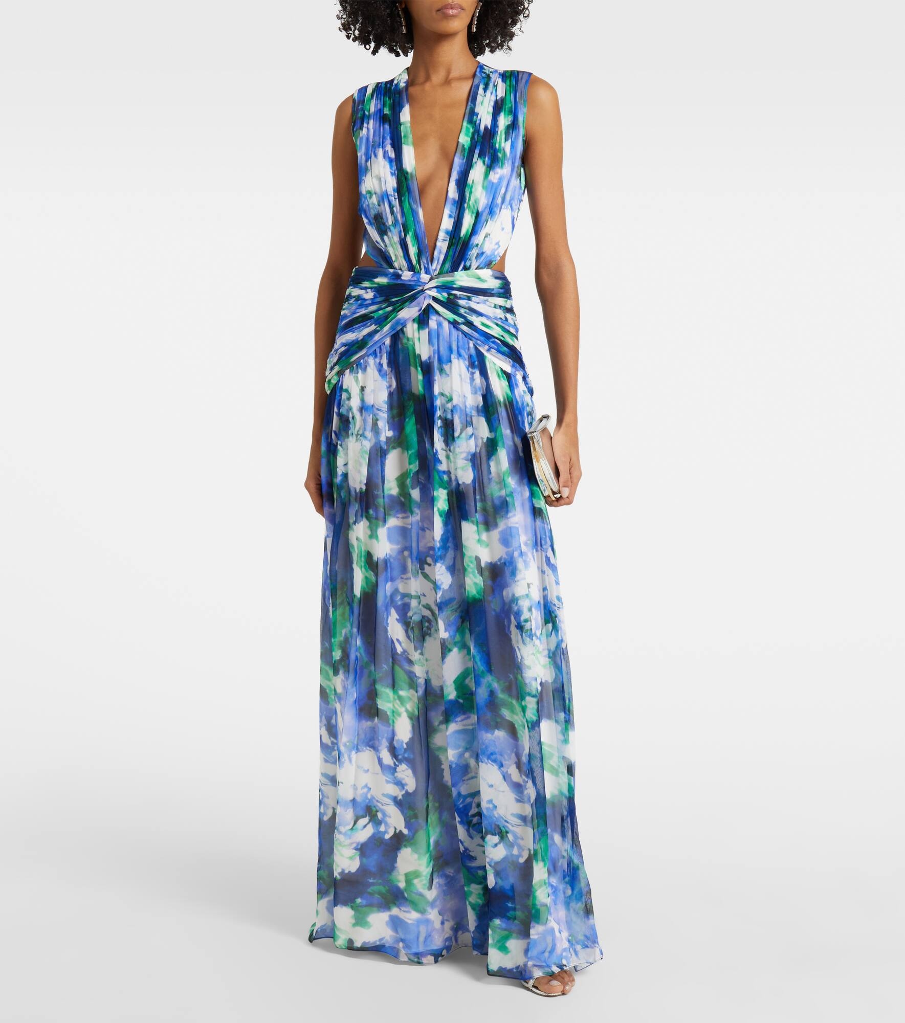 Floral cutout silk georgette gown - 2