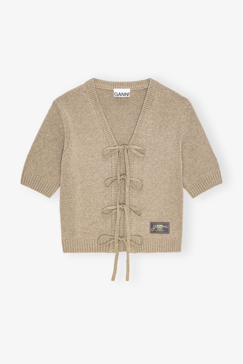 BROWN FUTURE WOOL MIX SHORT SLEEVE CARDIGAN 1