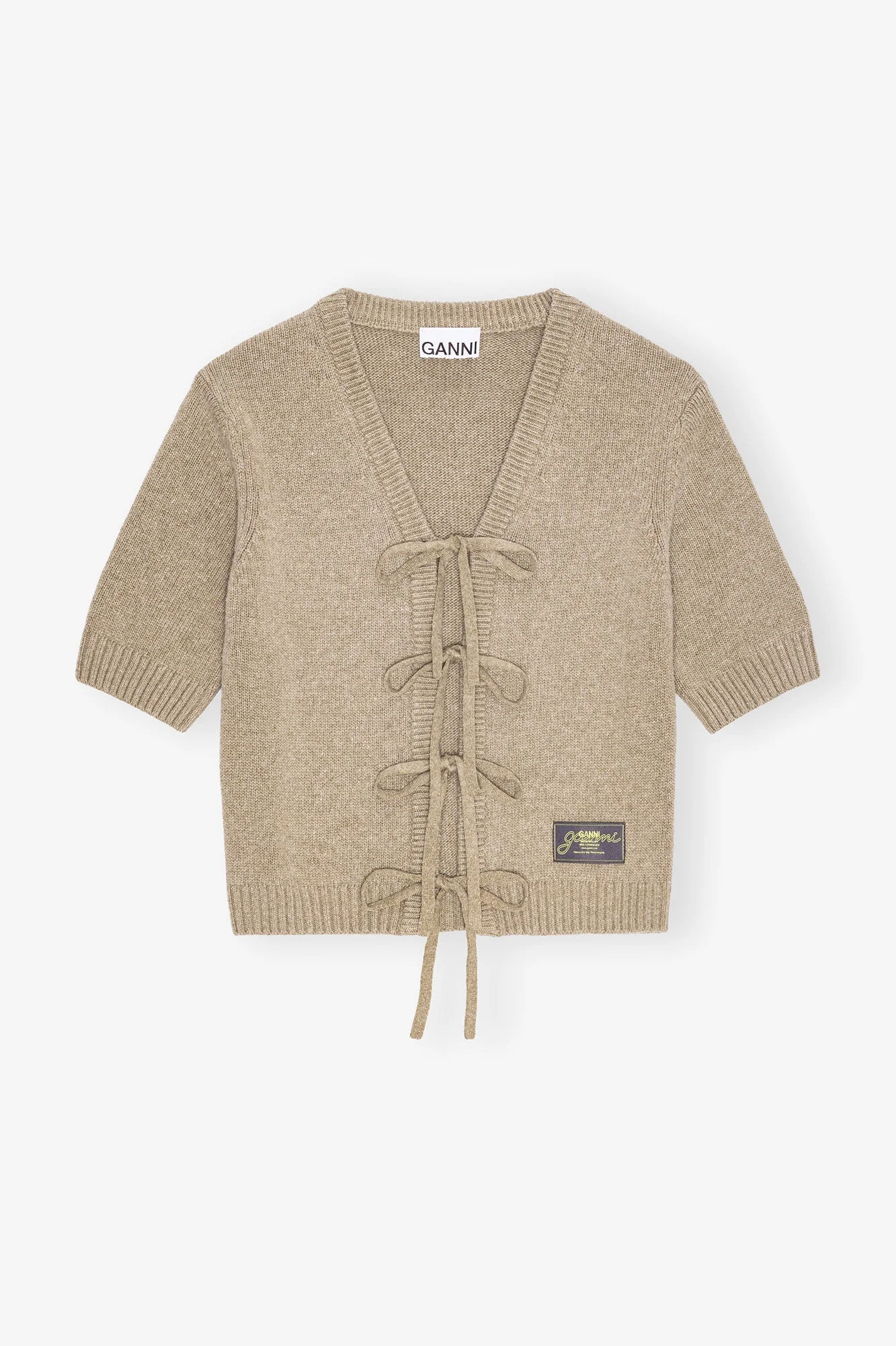 BROWN FUTURE WOOL MIX SHORT SLEEVE CARDIGAN - 1
