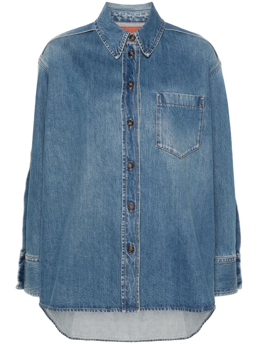 pleated denim shirt - 1