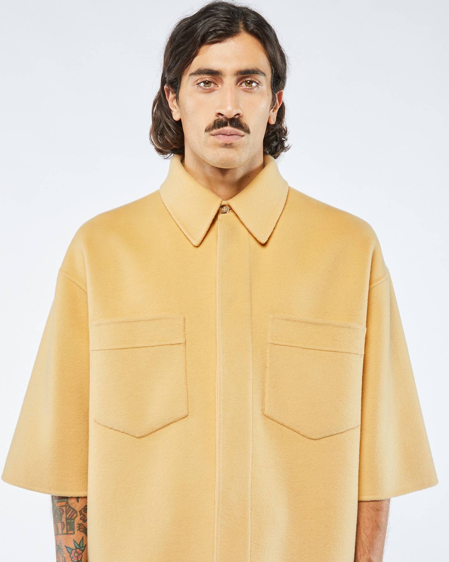 AMON - Double wool and silk overshirt - Sun yellow - 5