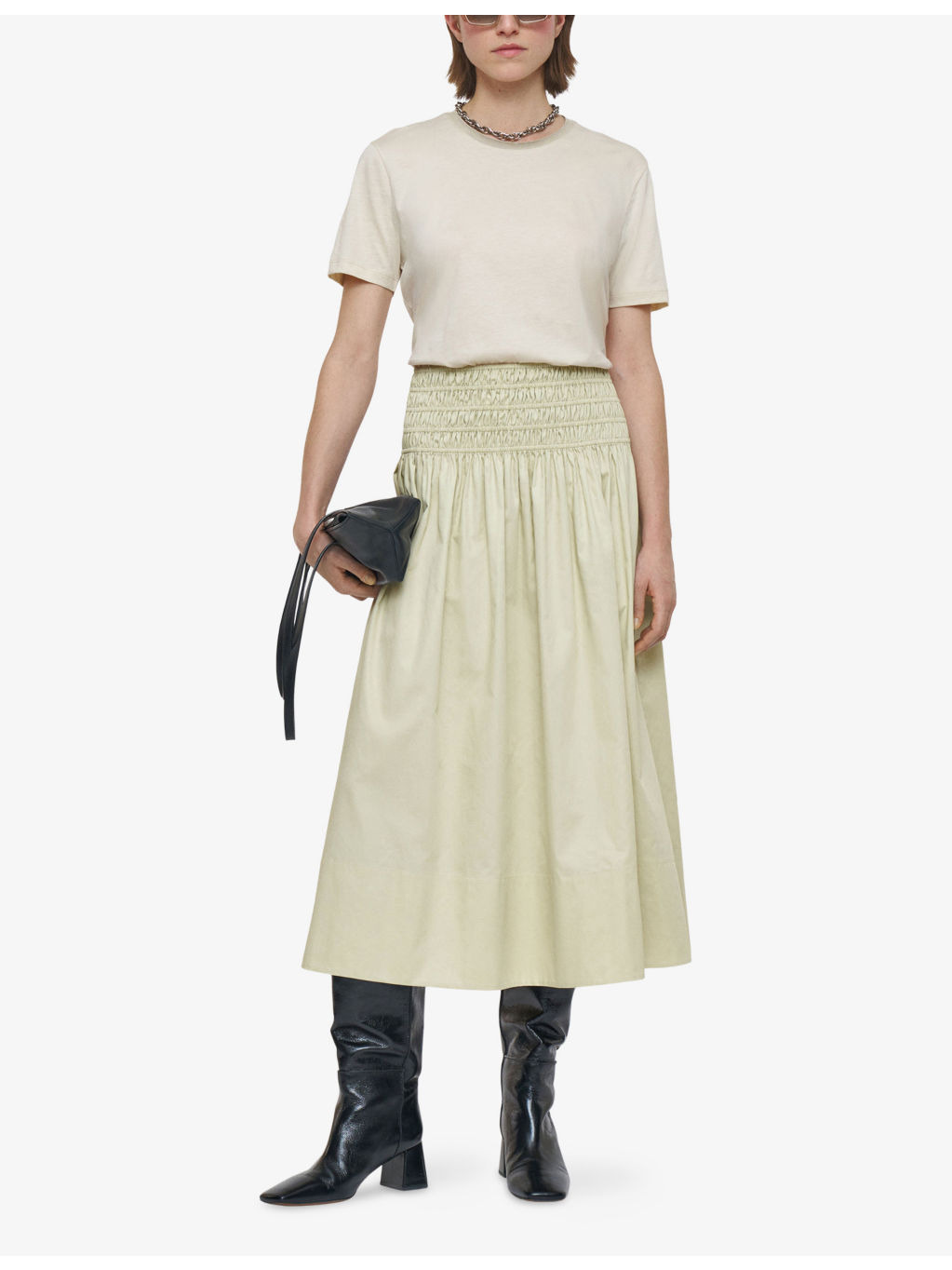 Leonie Elasticated-Waistband Cotton-Sateen Midi Skirt - 2