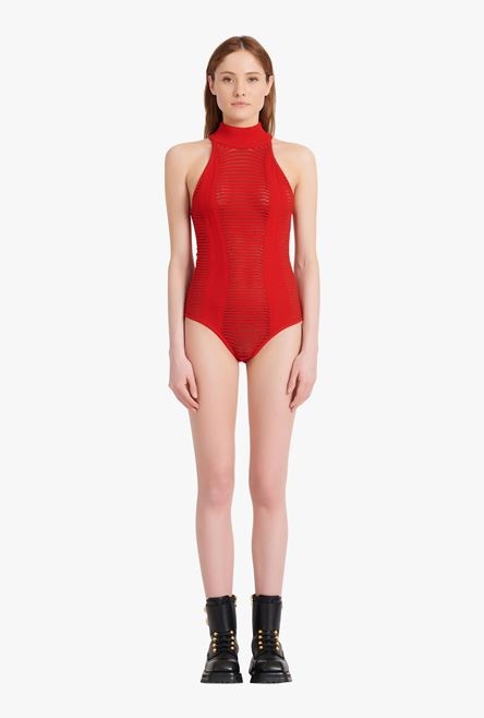 Red knit bodysuit - 4