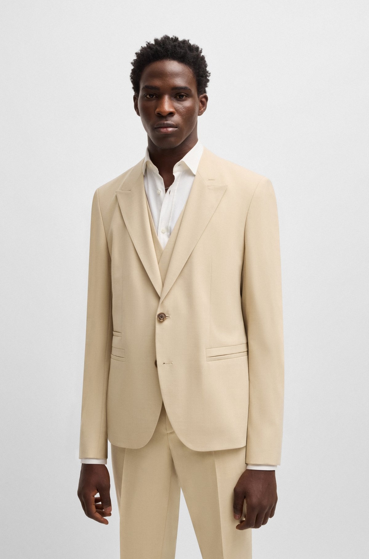 THREE-PIECE SLIM-FIT SUIT IN MOHAIR-LOOK DOBBY - 2