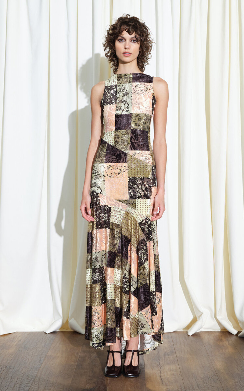 SIEDRÉS Fens Patchwork Velvet Maxi Dress multi outlook