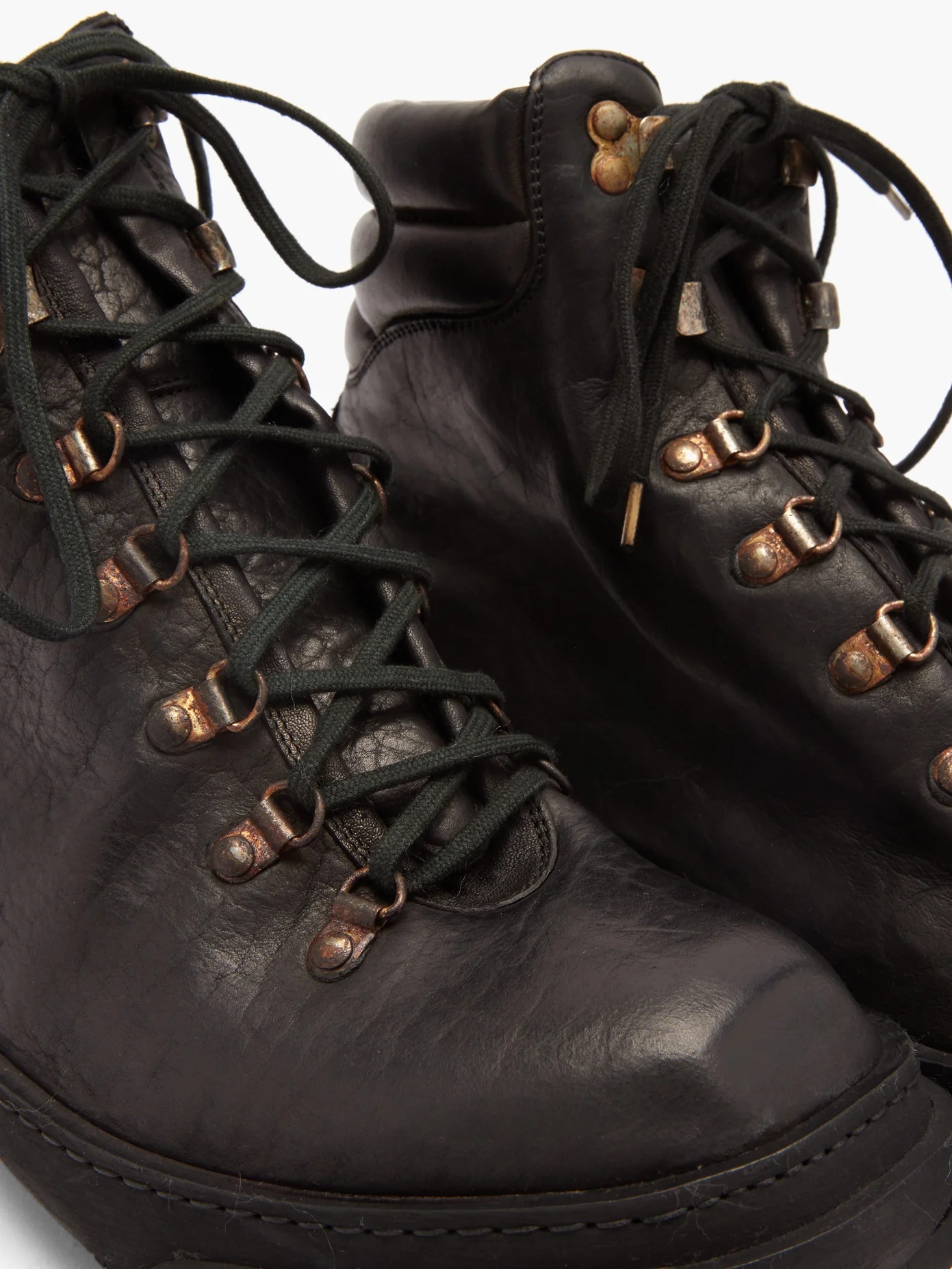 Grained leather hiking boots - 6