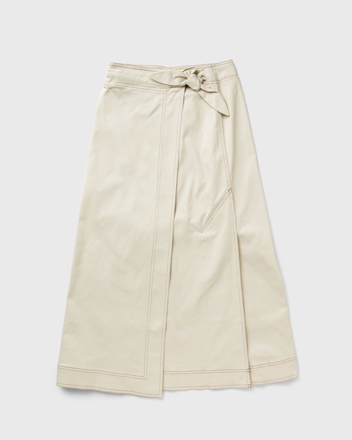 Herringbone Canvas Long Wrap Skirt - 1