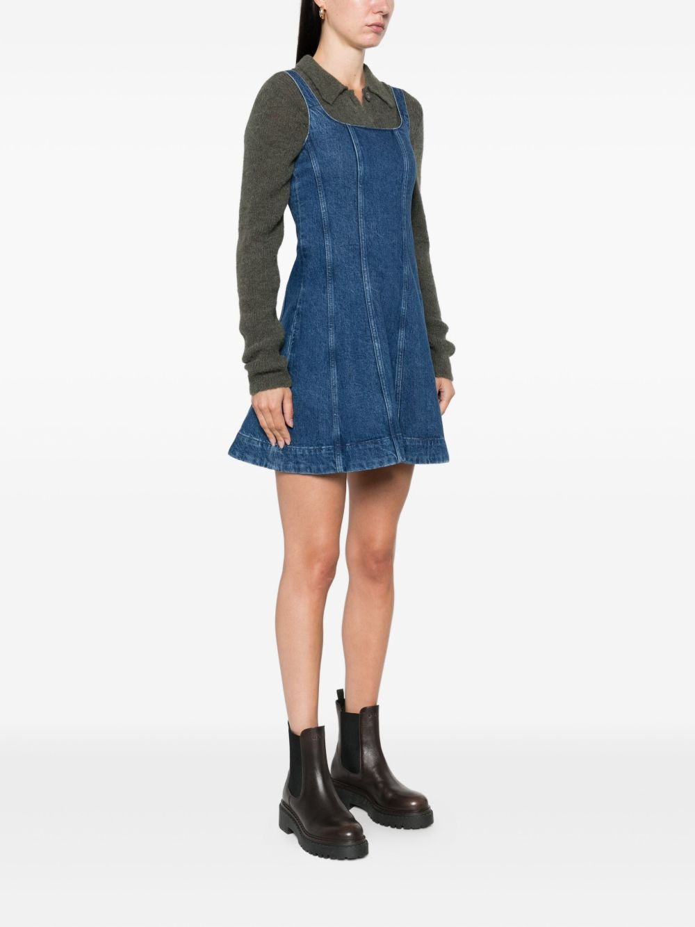 square-neck denim mini dress - 3