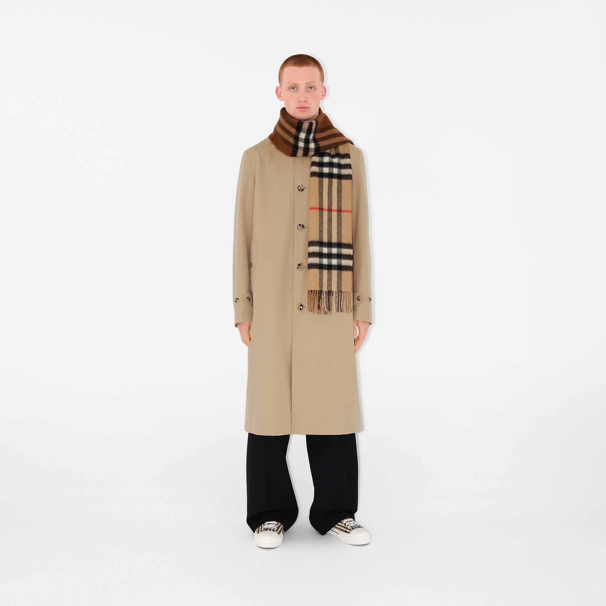 Contrast Check Cashmere Scarf - 4