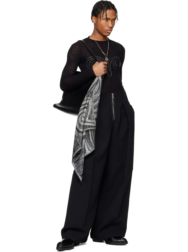 Jean Paul Gaultier Black & Gray 'The Spirale' Printed Silk Scarf outlook