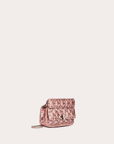 Valentino Mini Rockstud Spike Glitter Fabric Bag outlook