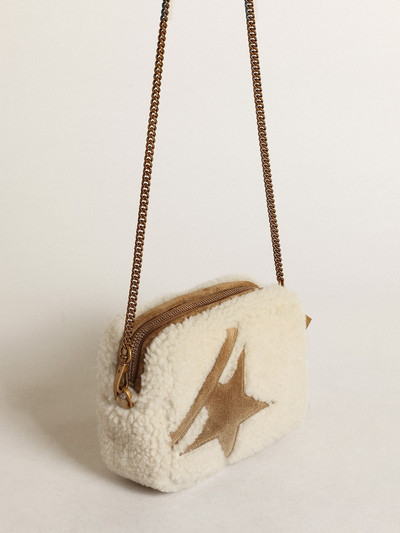 Golden Goose Mini Star Bag in beige shearling with suede star outlook