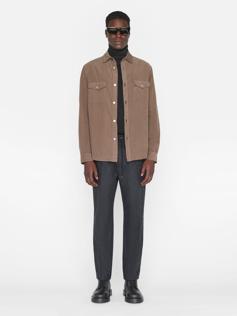 FRAME Double Pocket Micro Corduroy Shirt in Mocha outlook