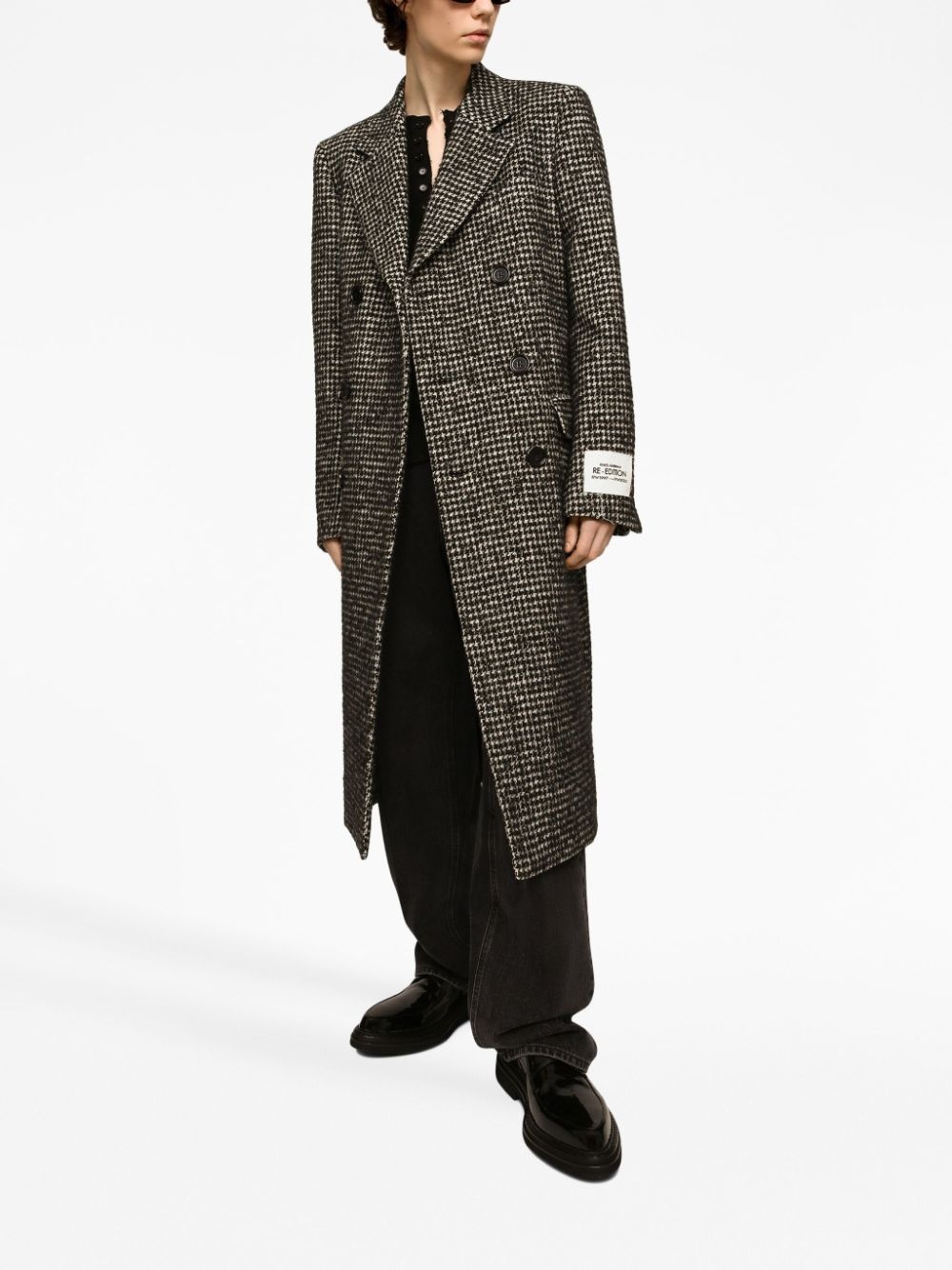 houndstooth double-breasted wool coat - 3