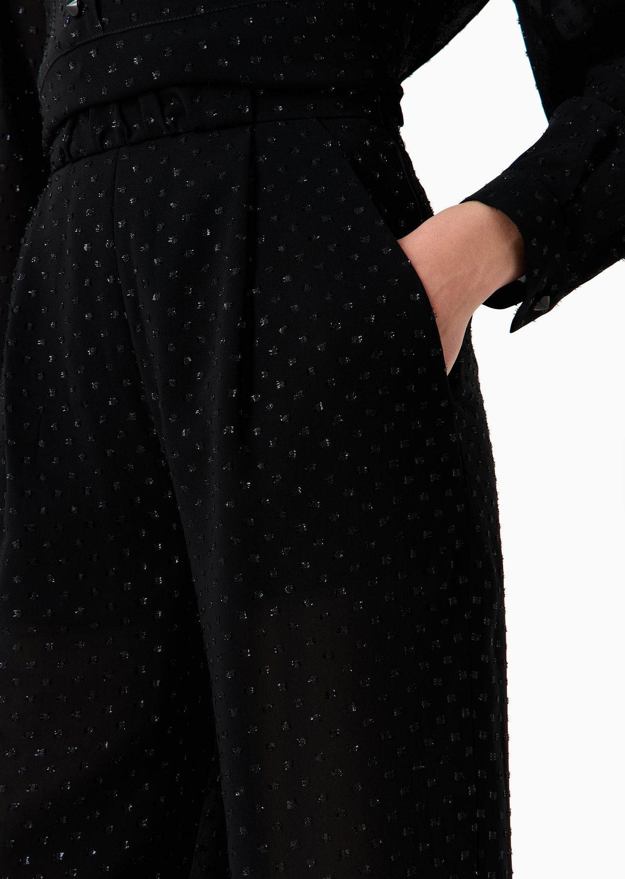 ASV trousers with pleats in viscose fil coupé with all-over lurex polka dots - 5
