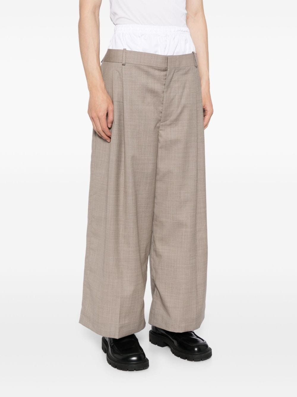 layered wide-leg trousers - 3