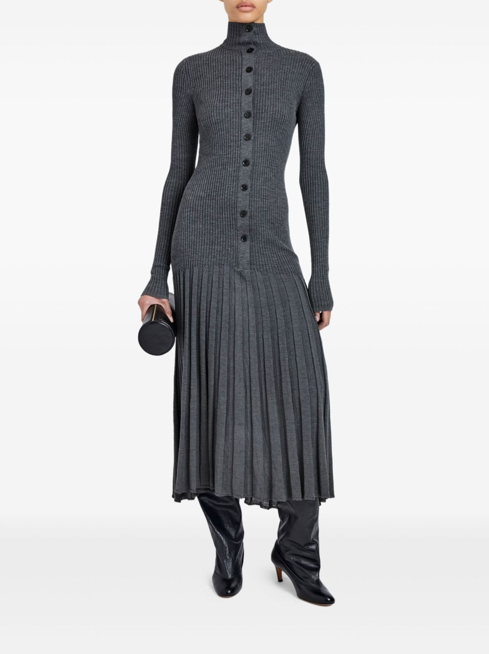 ribbed pleated midi day dress - 2
