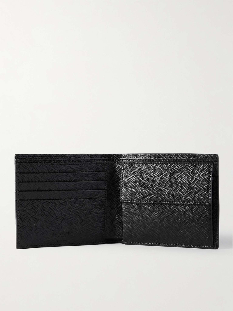 SAINT LAURENT Logo-Print Pebble-Grain Leather Billfold Wallet outlook