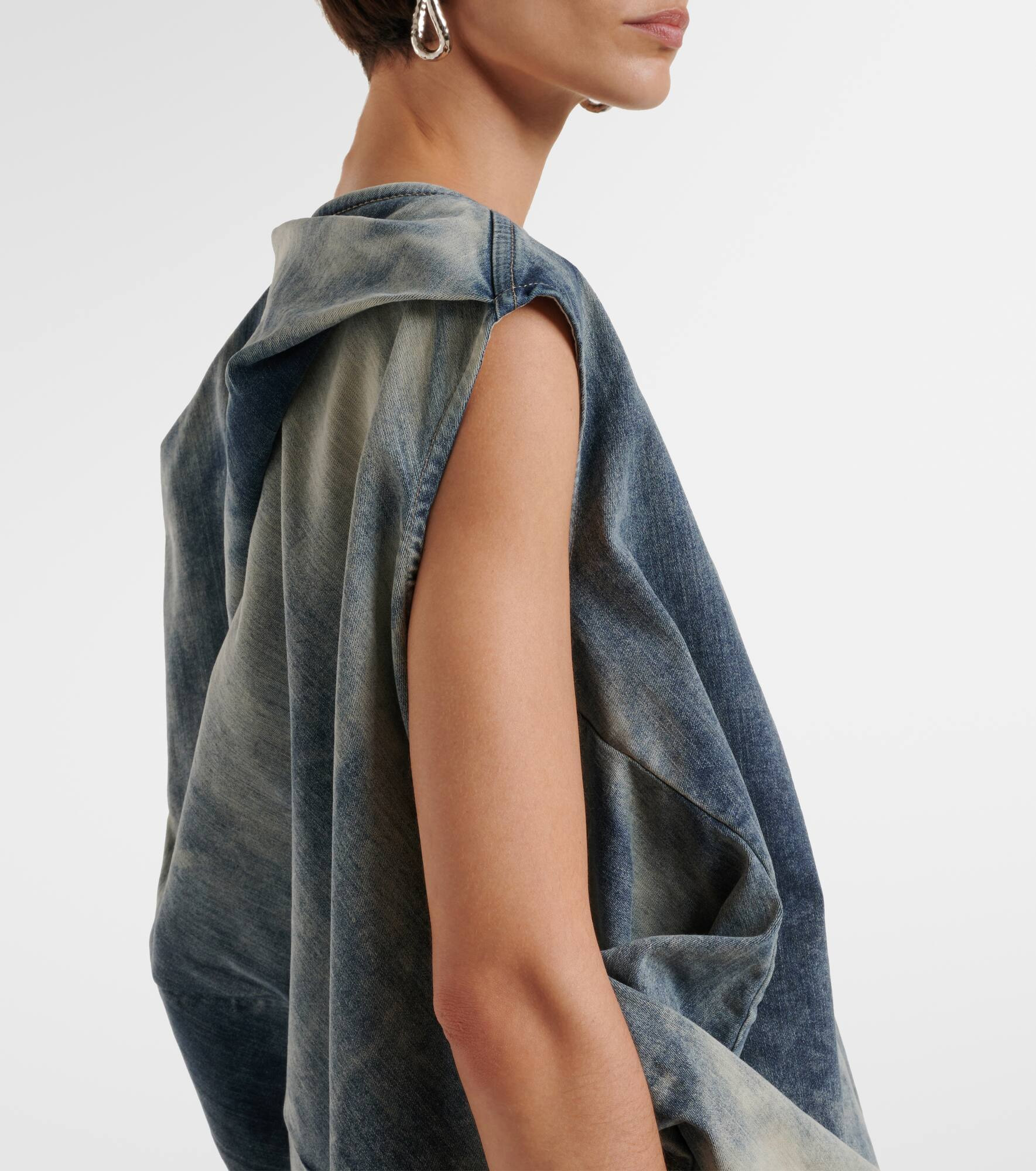 Draped denim top - 5
