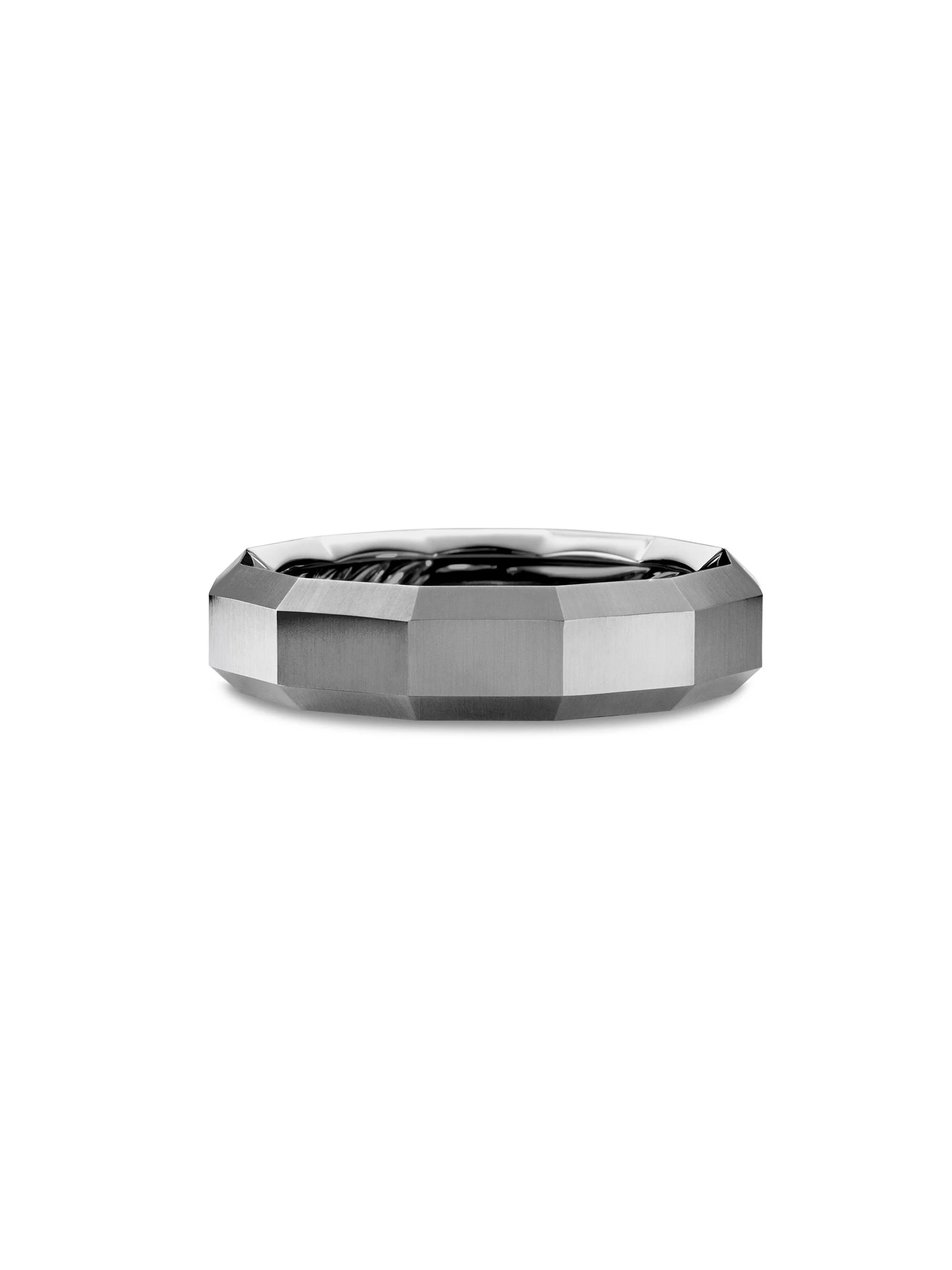 Men's Faceted Band Ring in Grey Titanium - Grey - 1