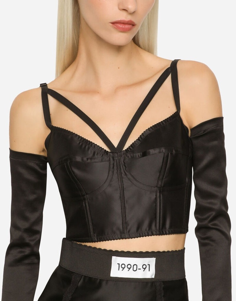 Satin and marquisette corset 5
