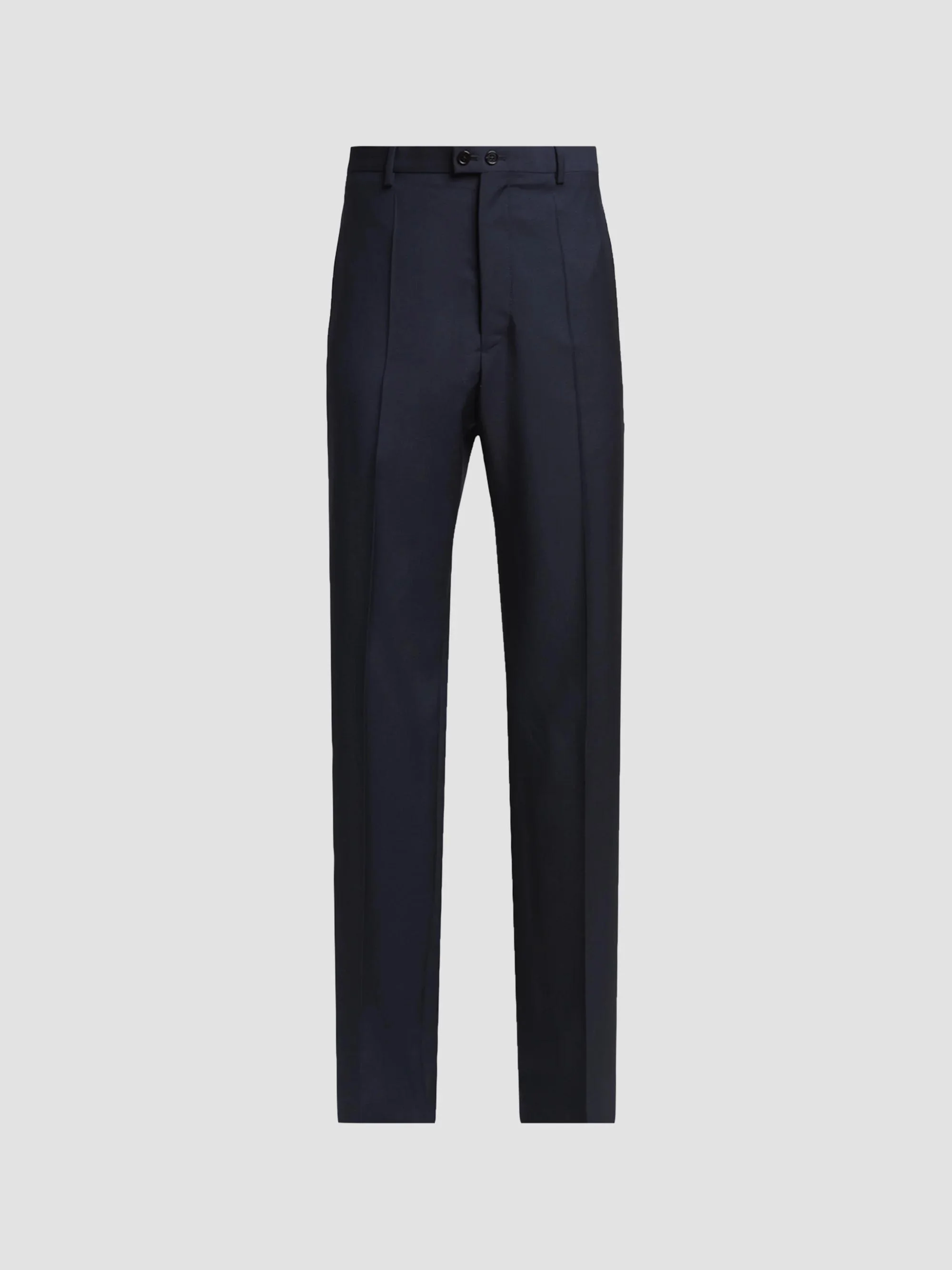 Men's Virgin Wool-Mohair Pintucked Trousers - Dark Blue - 1
