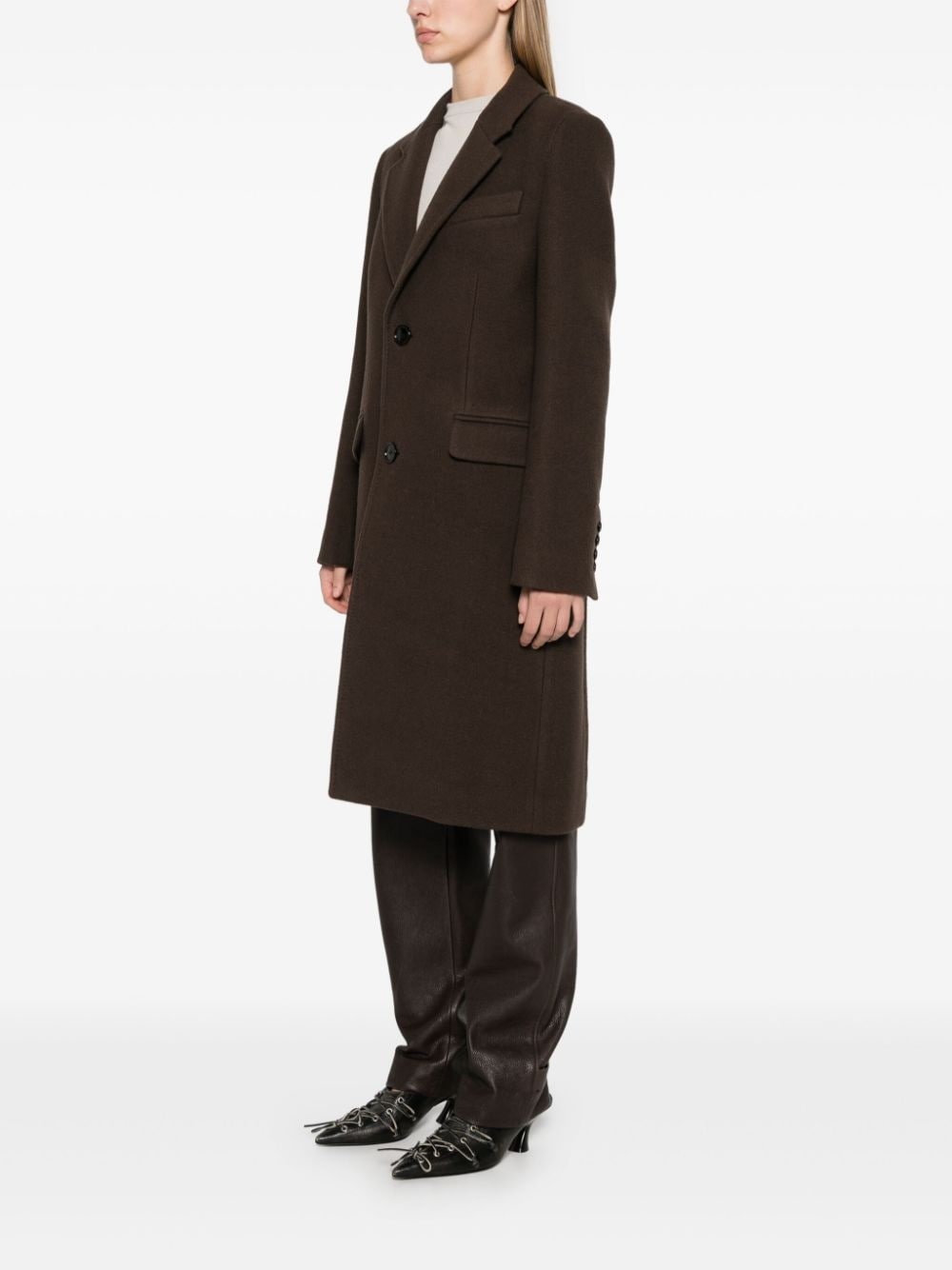 コート AMI Single-breasted virgin wool coat aquamarine HCO307WV0016 AMI Paris AMI PARIS AQUAMARINE SINGLE-BREASTED COAT