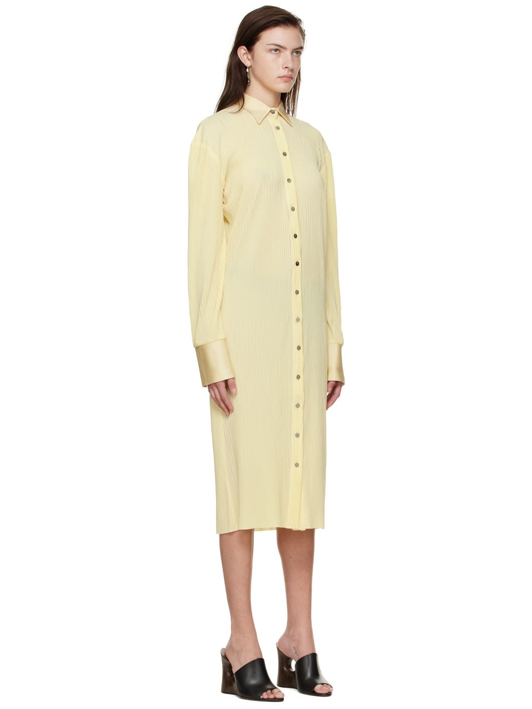 Yellow Polyester Midi Dress - 2