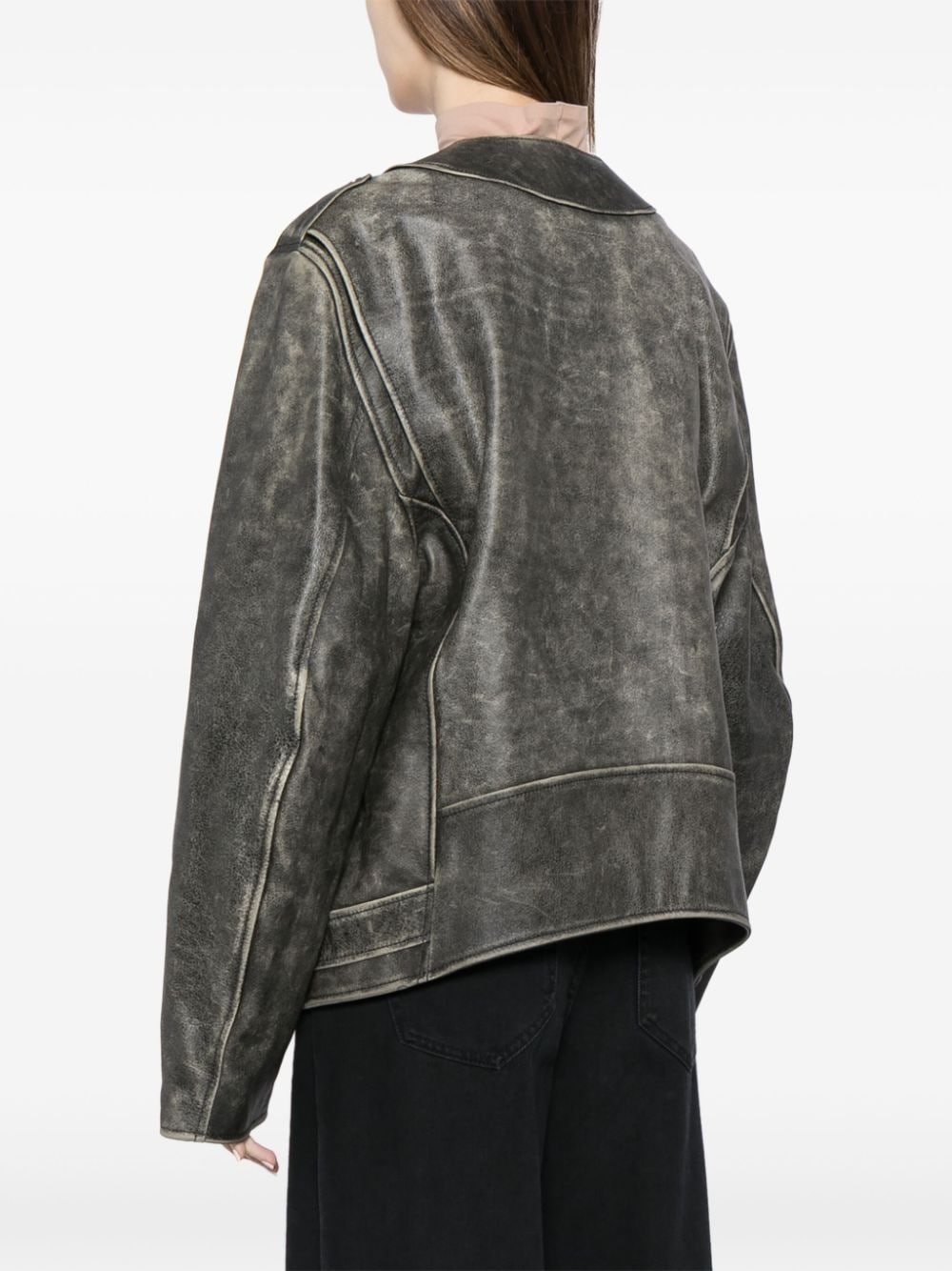 leather "Brown" biker jacket - 4