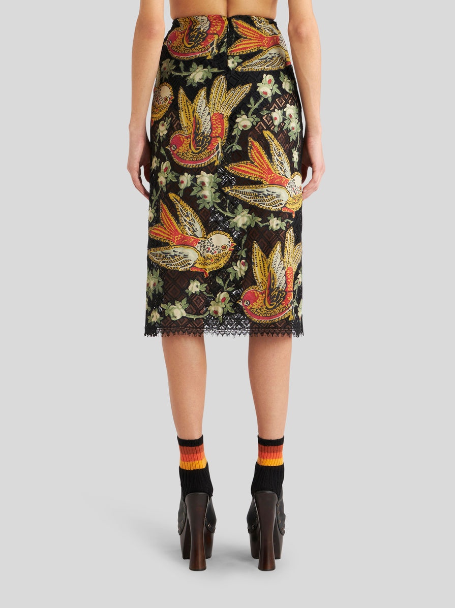PENCIL SKIRT IN LACE WITH INTARSIA - 4
