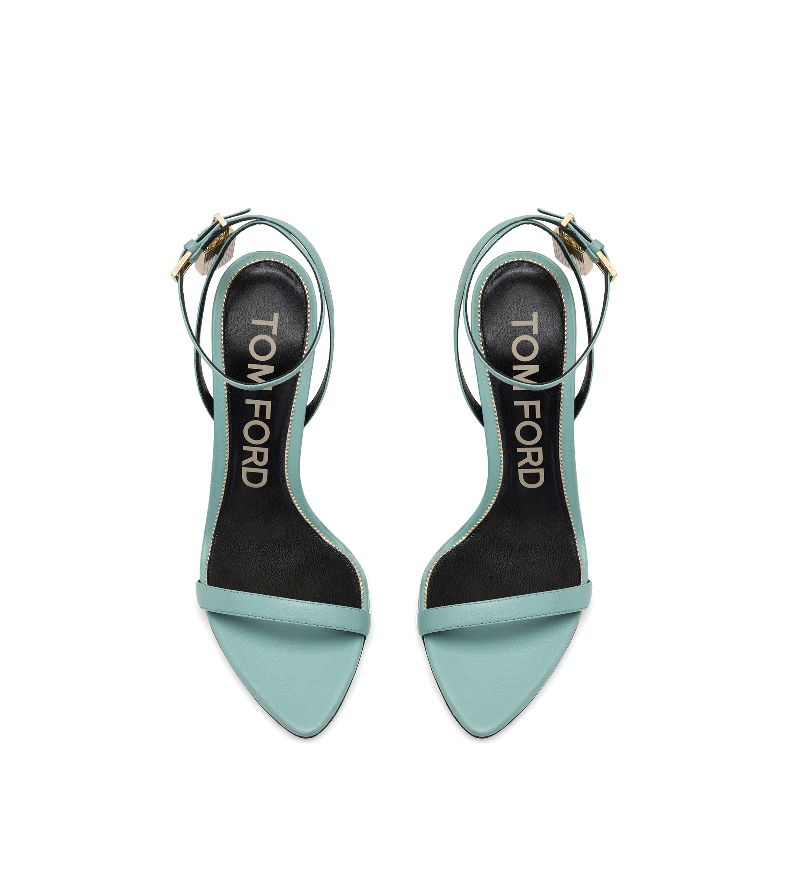 SHINY LEATHER PADLOCK POINTY NAKED SANDAL - 4