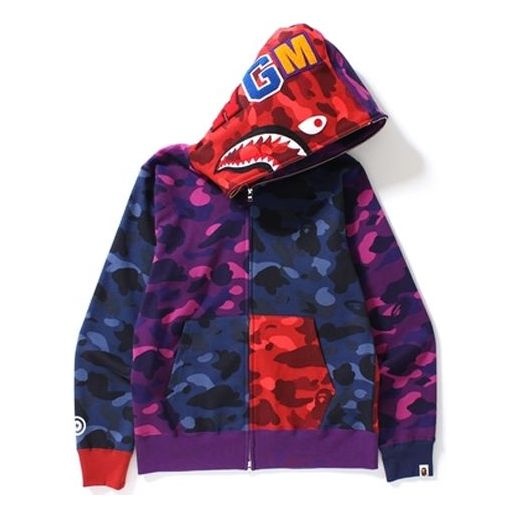 A Bathing Ape Shark Camo Full Zip Hoodie 'Purple Red Blue' 1D70-115-009 - 1