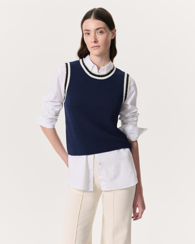 rag & bone Meghan Striped Crochet-Trim Sweater Vest outlook
