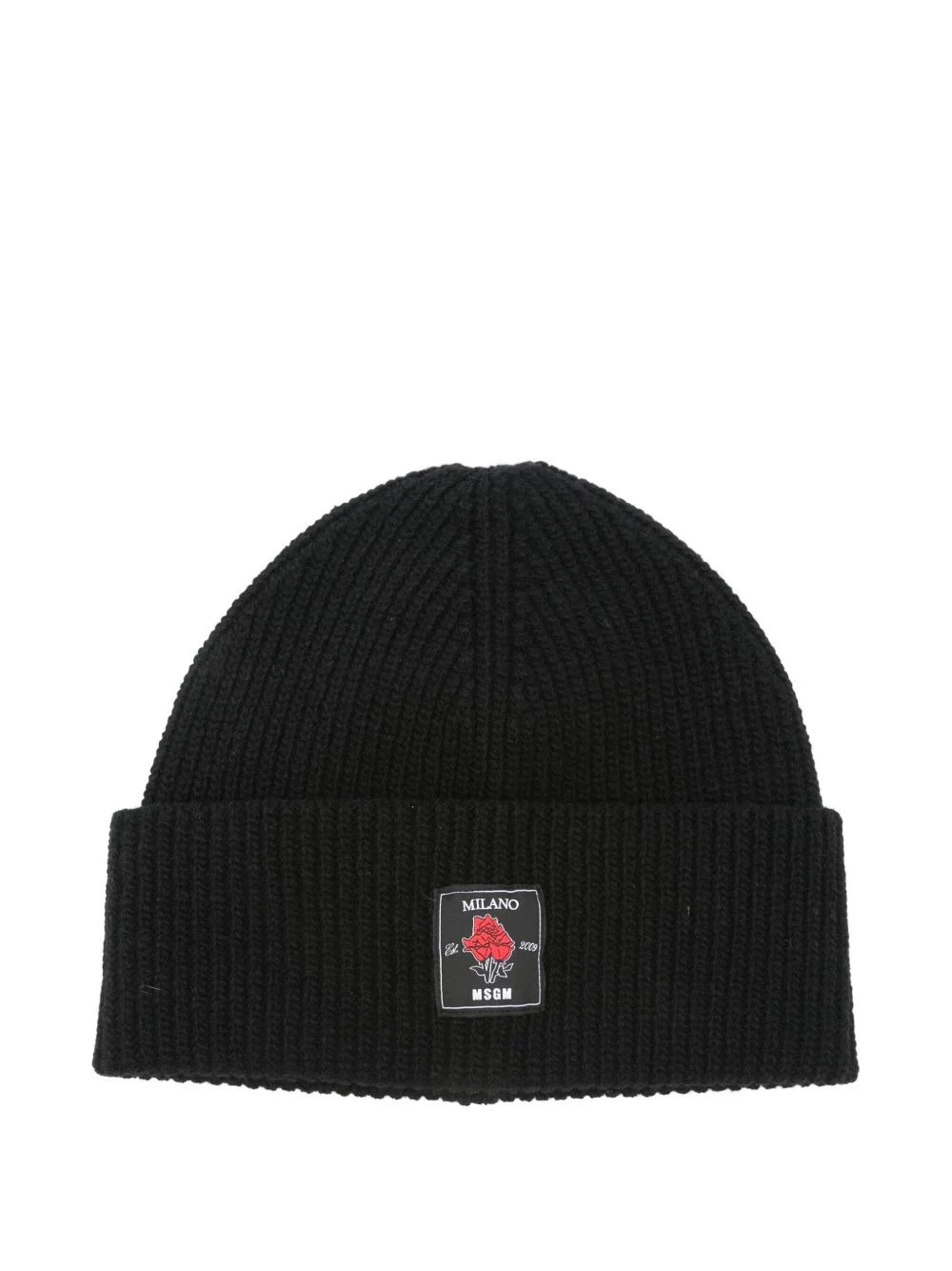 ribbed-wool logo-patch beanie hat - 1