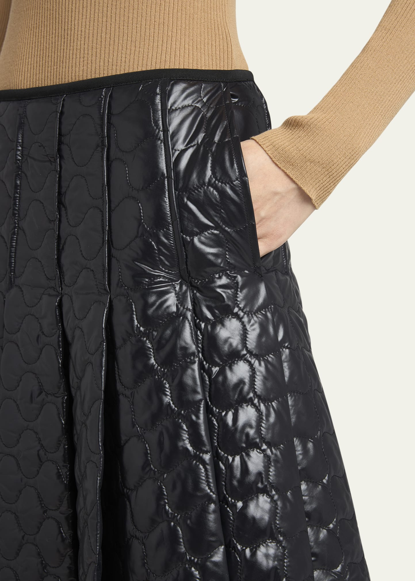 Pleated Down Midi Skirt - 5