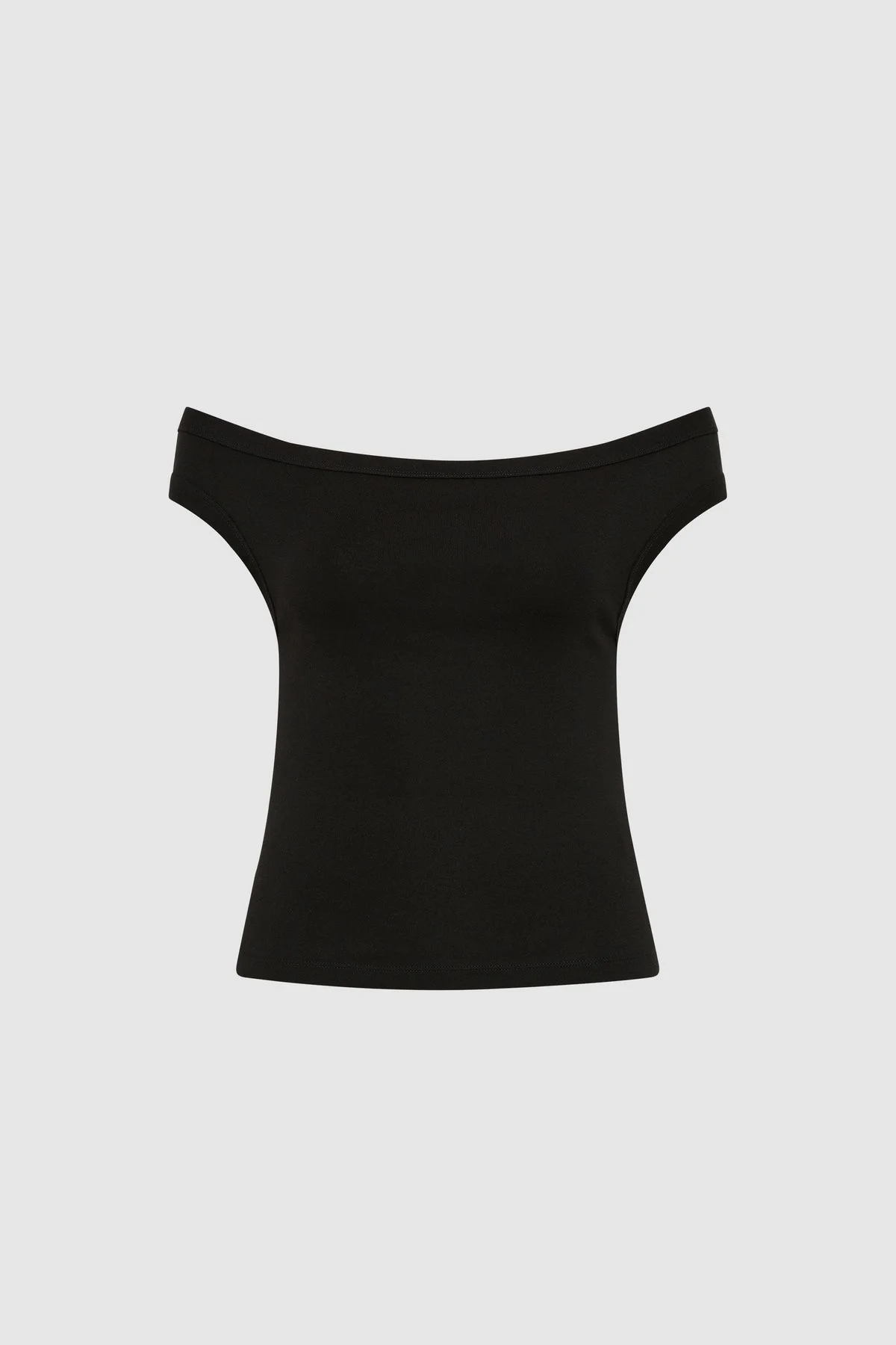 Organic Cotton Off Shoulder Top - Jet Black - 1