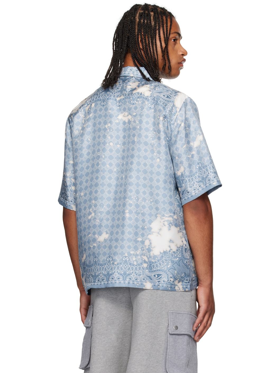 Blue Bleach Bandana Bowling Shirt - 3