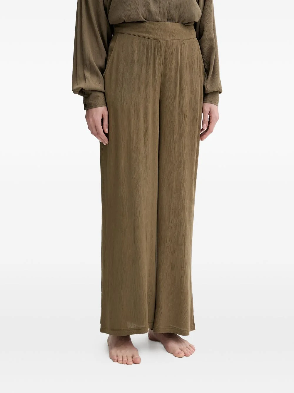 crinkled-effect palazzo pants - 1