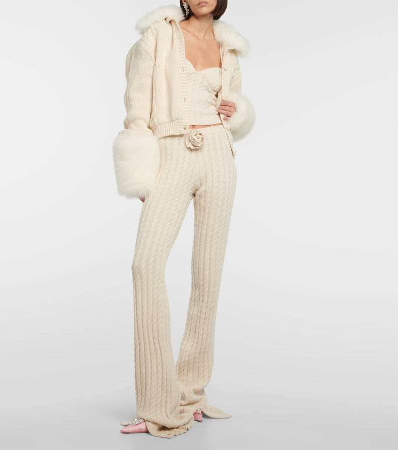 MAGDA BUTRYM Floral-appliqué split-hem flared pants outlook