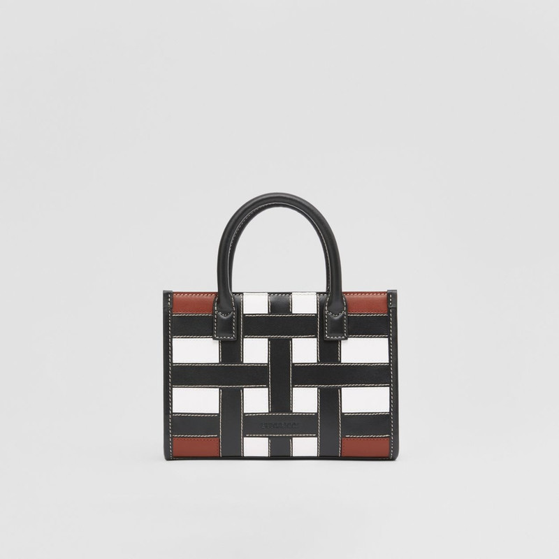 Check Intarsia Leather Mini Tote 1