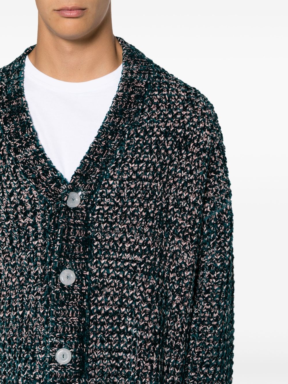 speckled-knit V-neck cardigan - 5