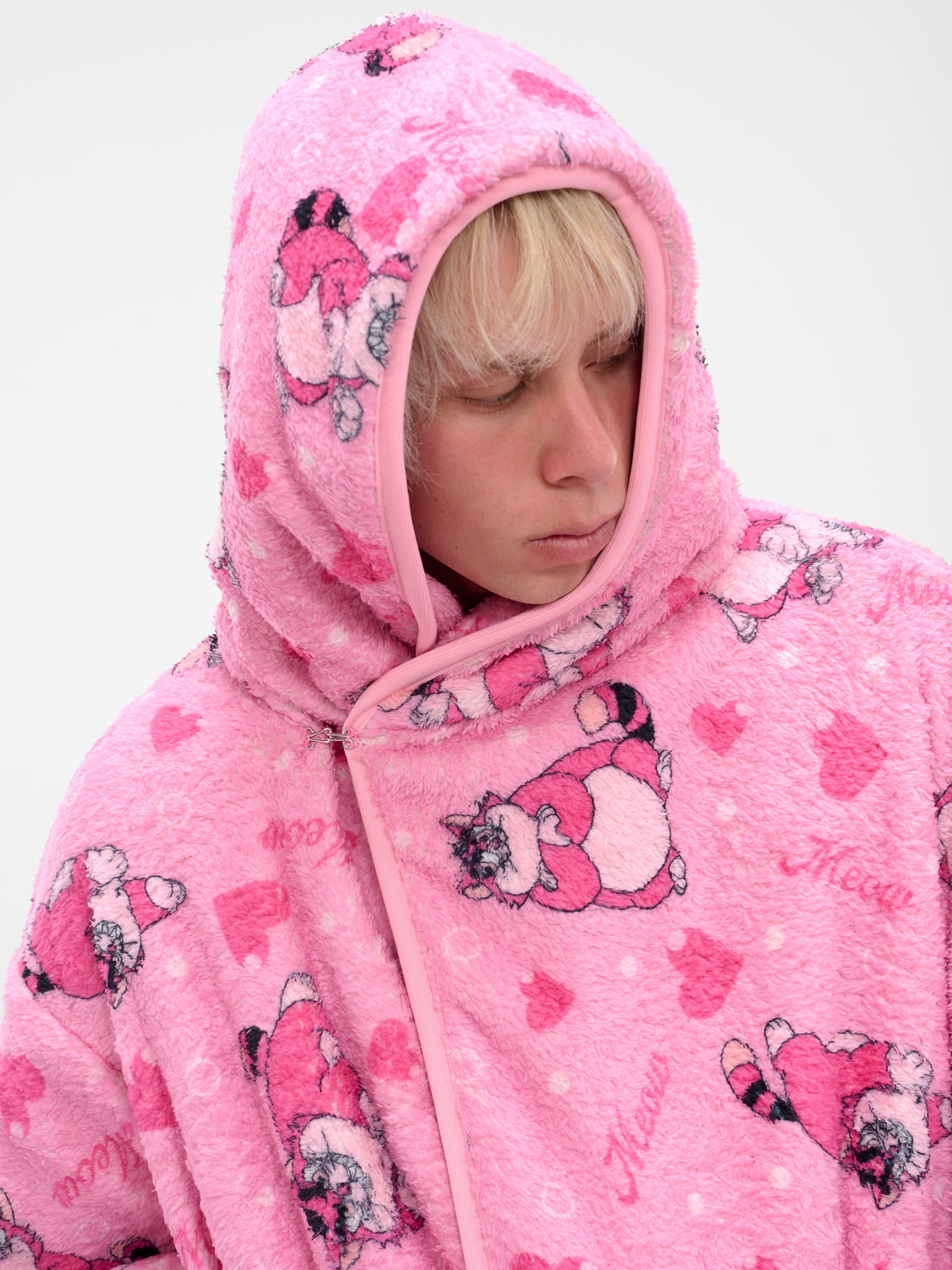 Pink Graphic Fleece Hooded Robe - 5